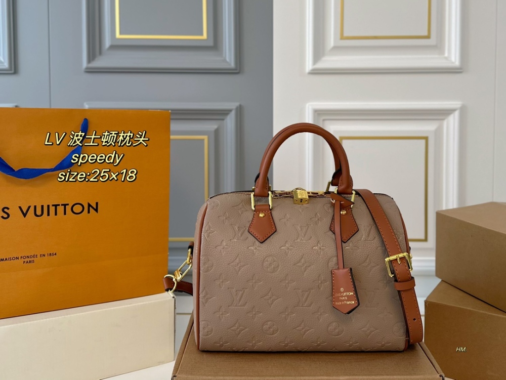 LV Bag Speedy leather Gold Logo-Accented Bag 25cm