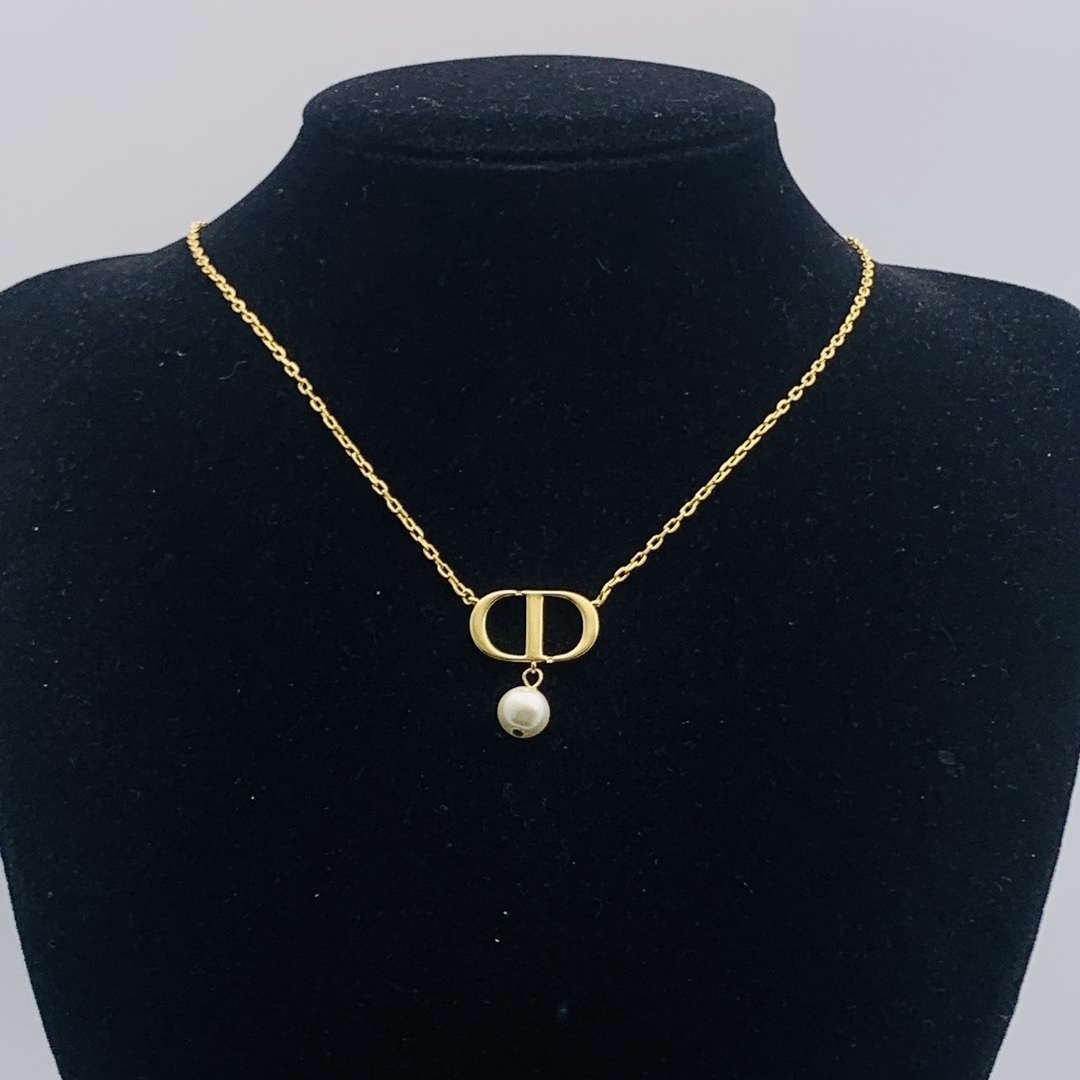 Dior Rose Gold Logo-Accented Necklace 329