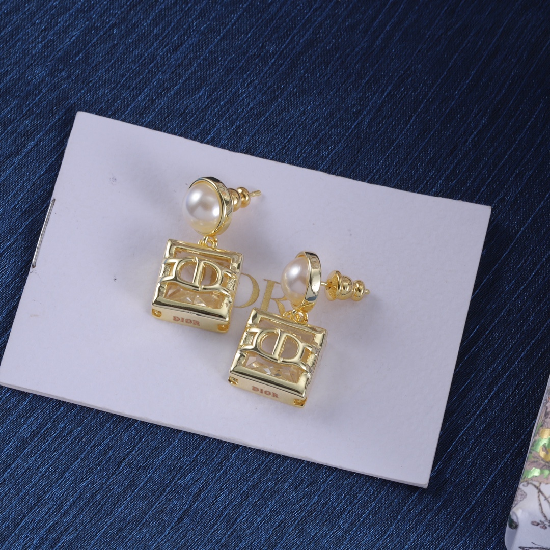 Dior Silver Logo-Accented Earrings 038
