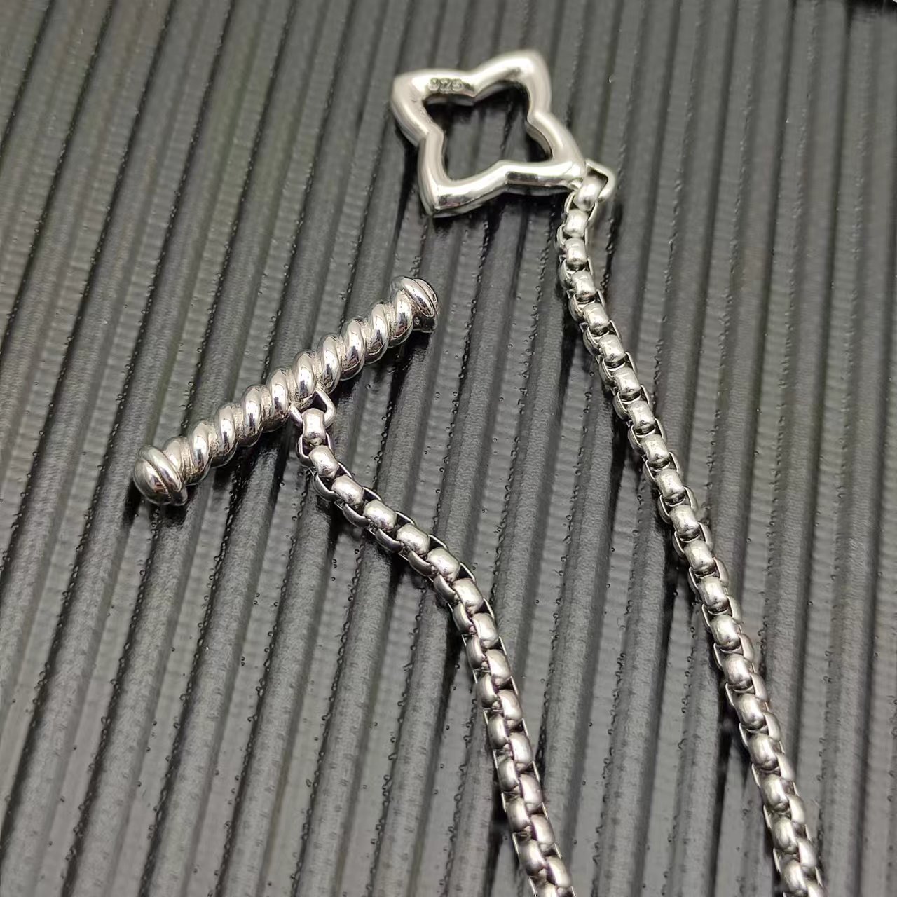 David Yurman Silver Textured Necklace 172