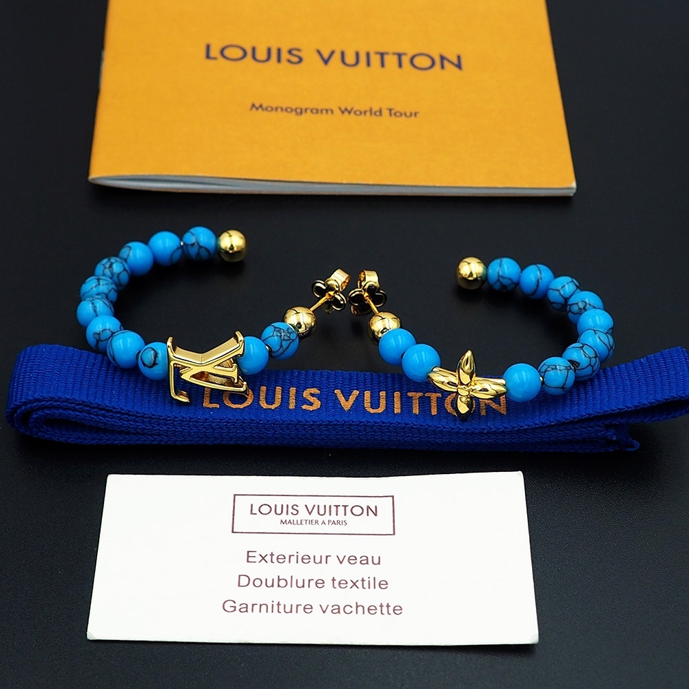 LV Blue Logo-Accented Earrings 302