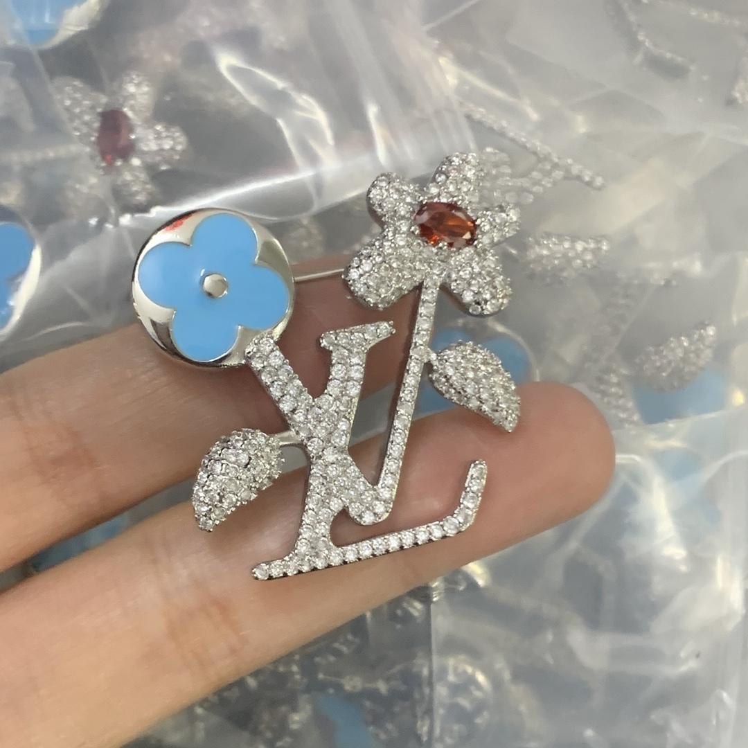 LV Silver Logo-Accented Brooch 1194