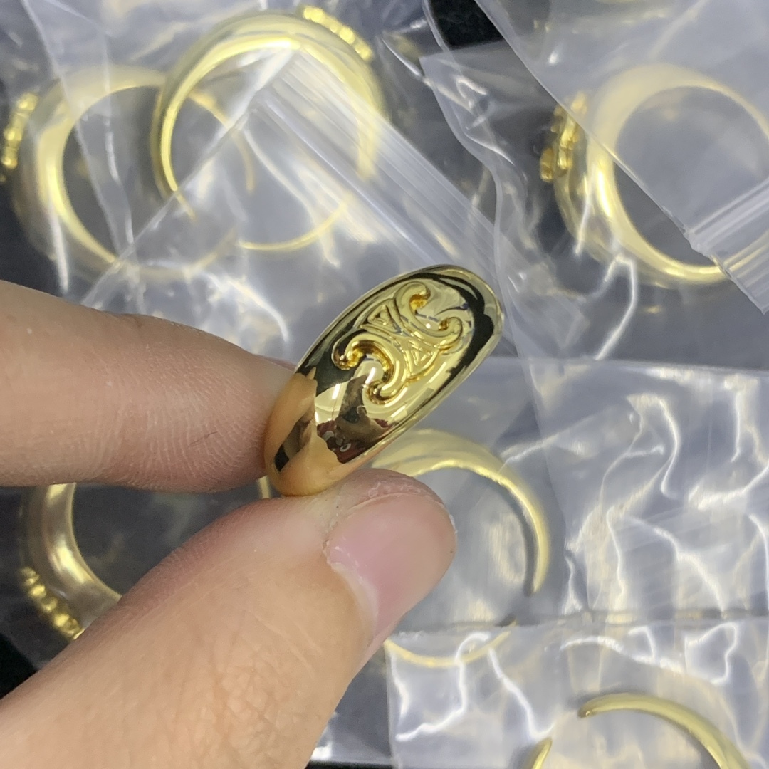Celine Gold Textured Ring 055