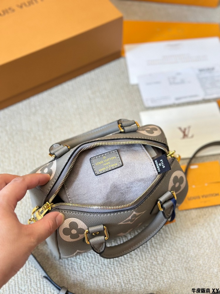 LV Bag Speedy leather Silver Logo-Accented Bag 20cm