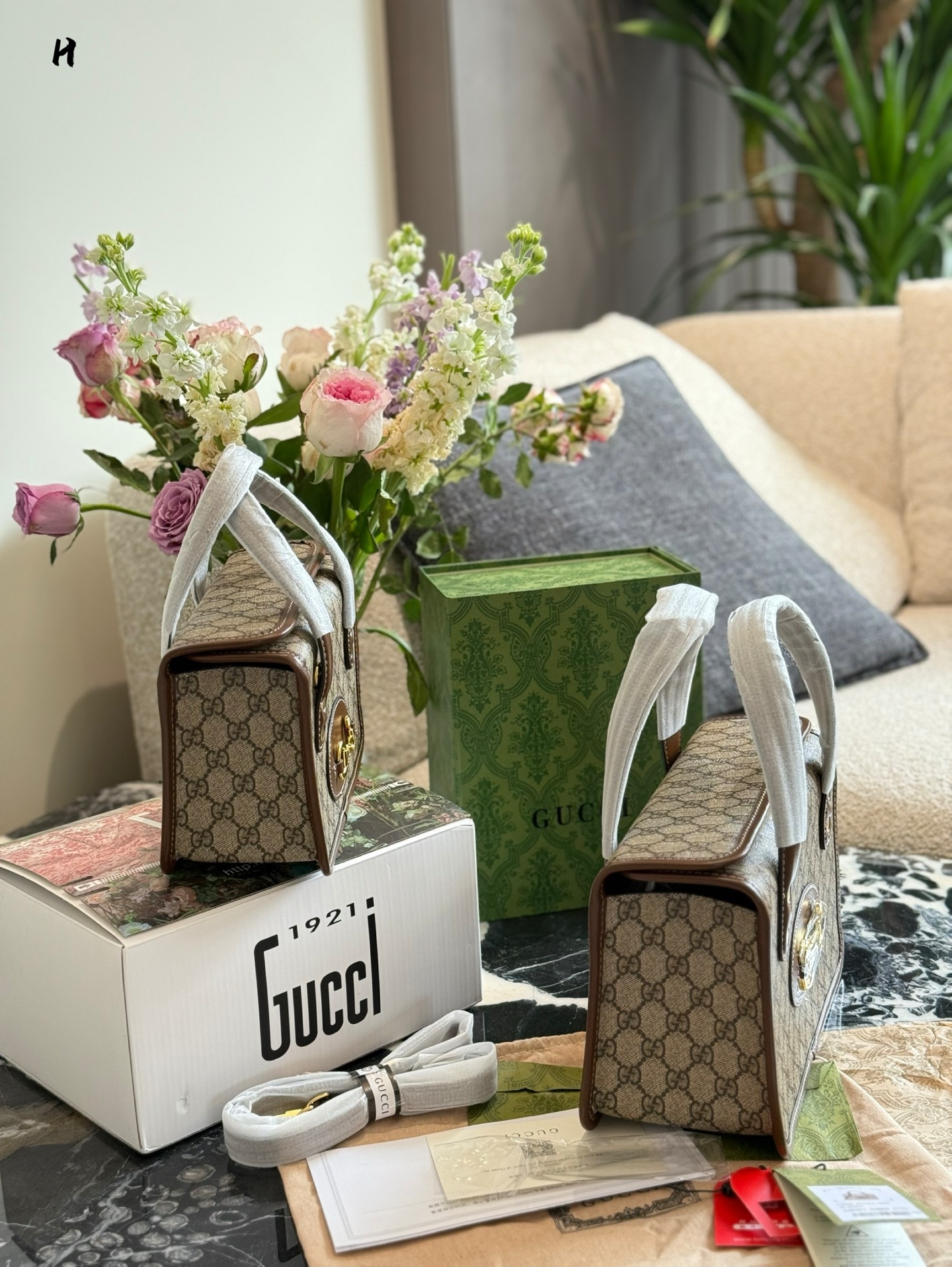 Gucci Beige Vintage-Inspired Bag 555