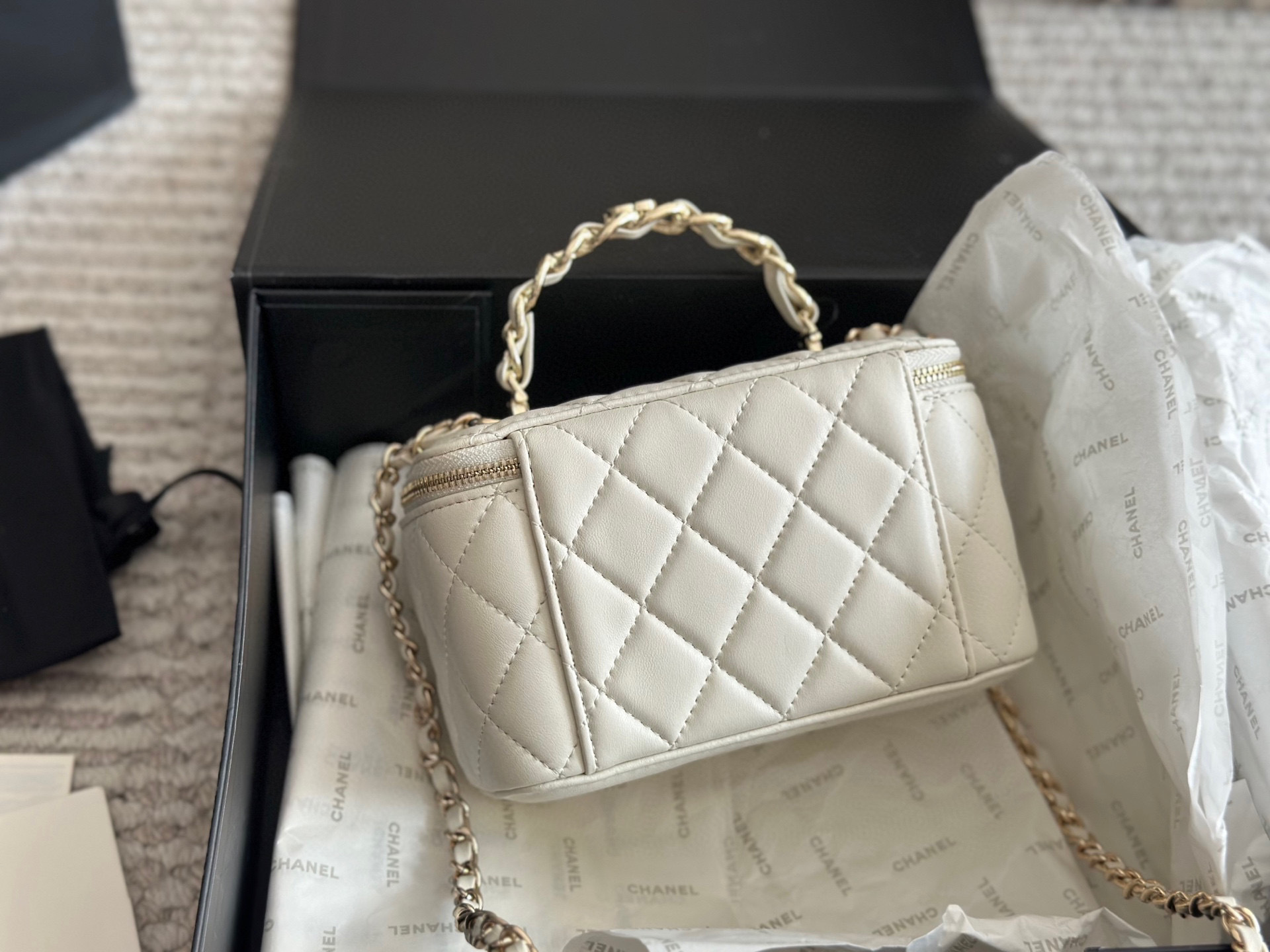 Chanel Beige Quilted Bag 1257