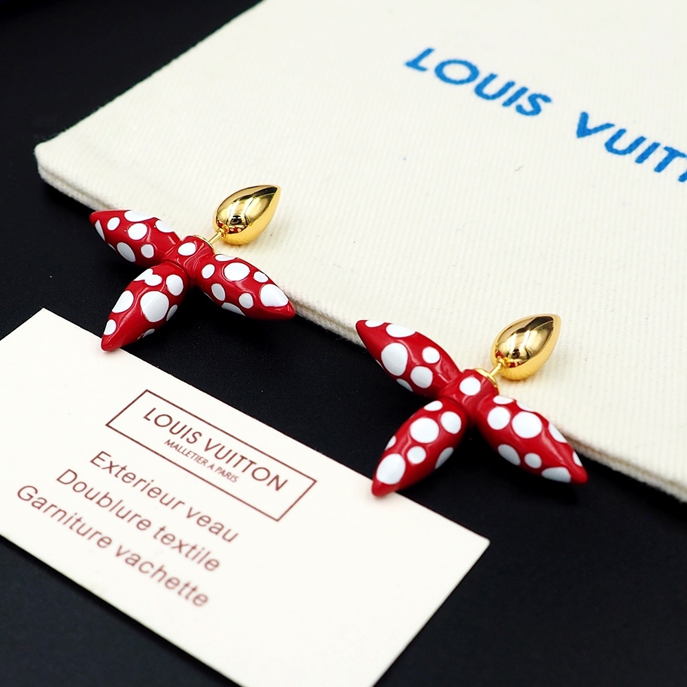LV Red Logo-Accented Earrings 229