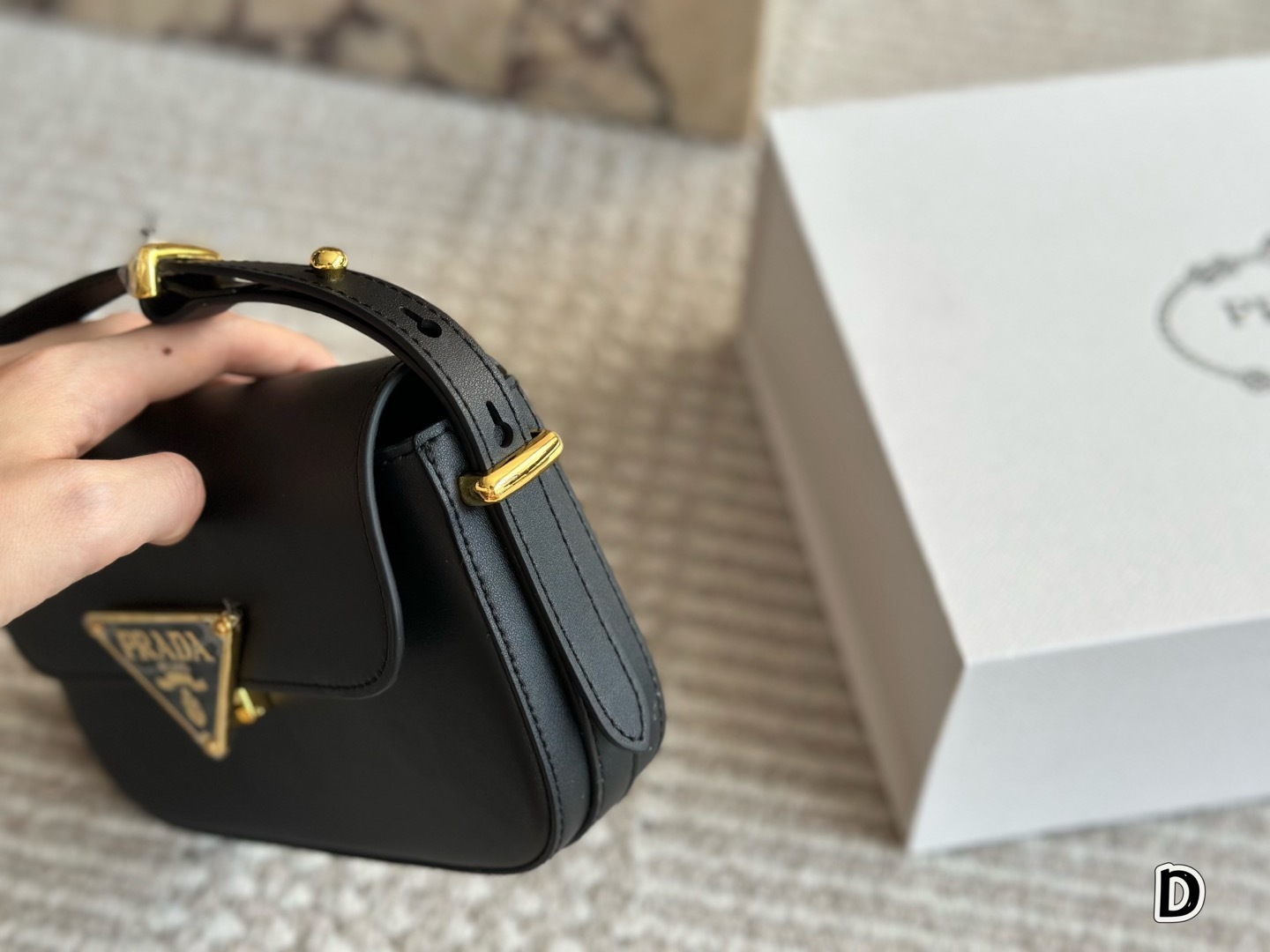 Prada Gold Logo-Accented Bag 083
