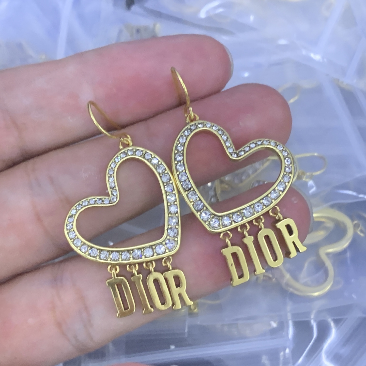 Dior Rose Gold Logo-Accented Earrings 127