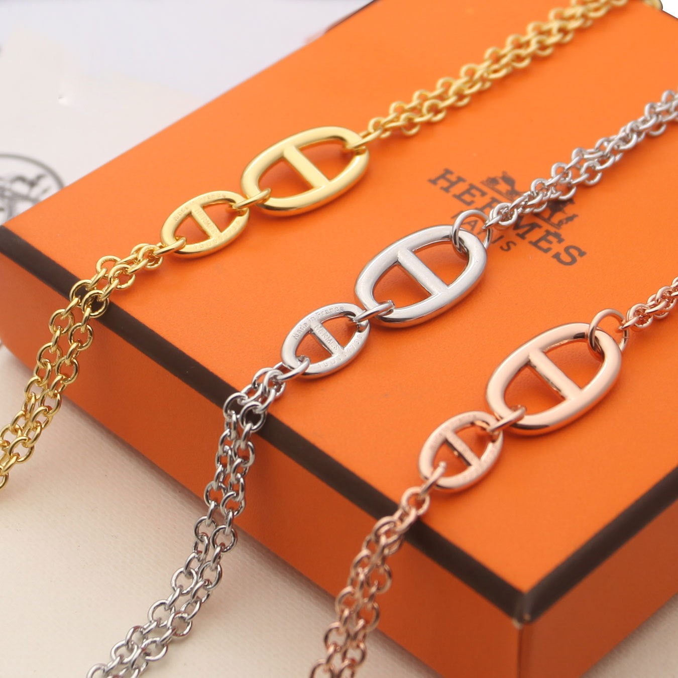 Hermes h Orange Logo-Accented Bracelet 021