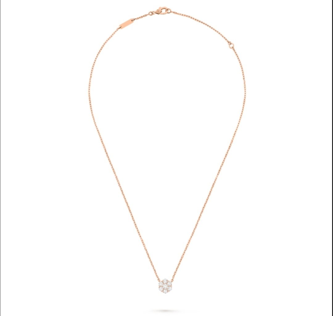 Van Cleef Rose Gold Logo-Accented Necklace 007