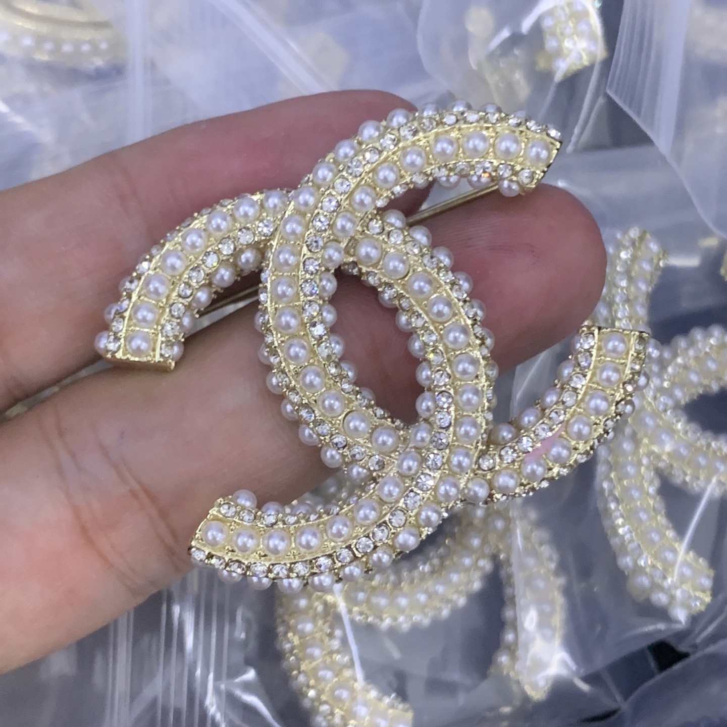Chanel Silver Logo-Accented Brooch 1142