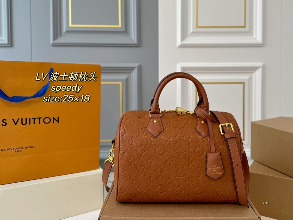 LV Bag Speedy leather Gold Logo-Accented Bag 25cm