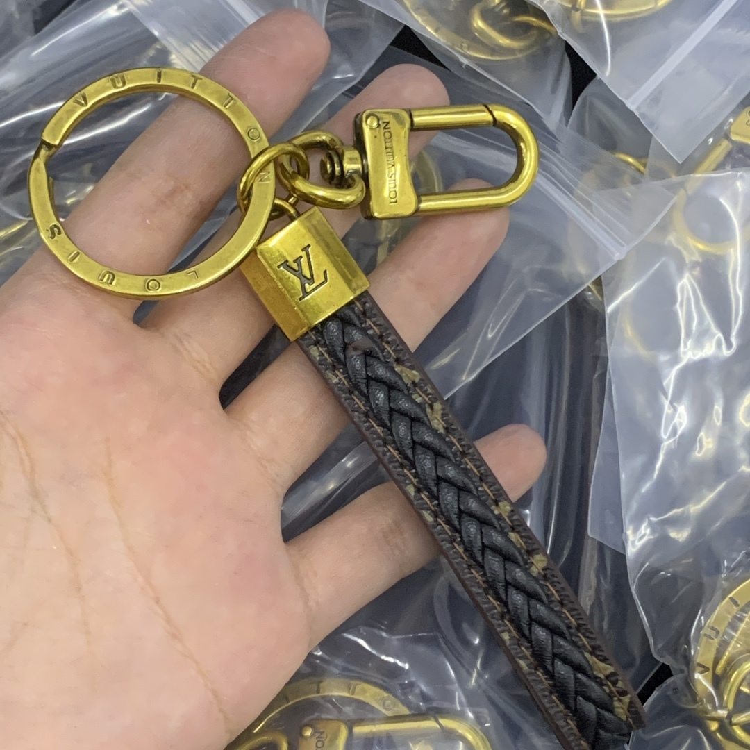 LV Gold Logo-Accented Keychain 1214