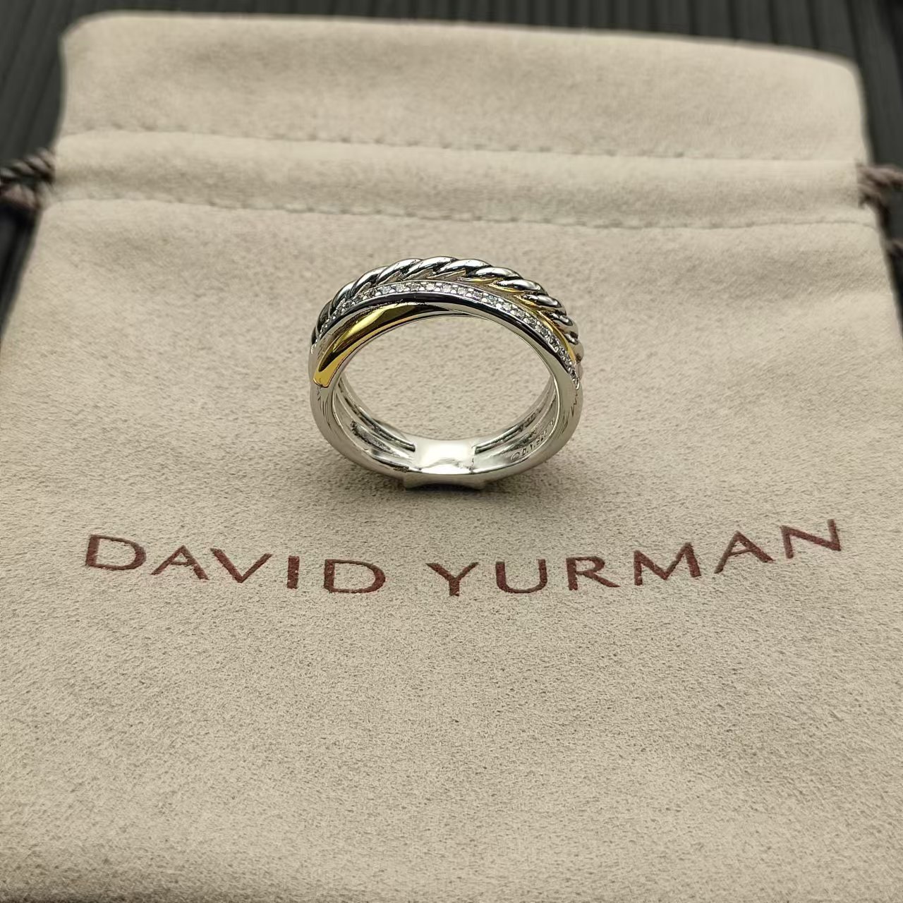 David Yurman Silver Logo-Accented Ring 290