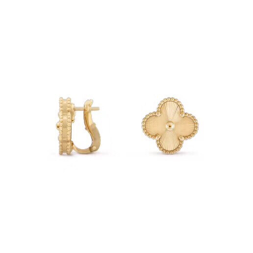 Van Cleef Rose Gold Logo-Accented Earrings 018