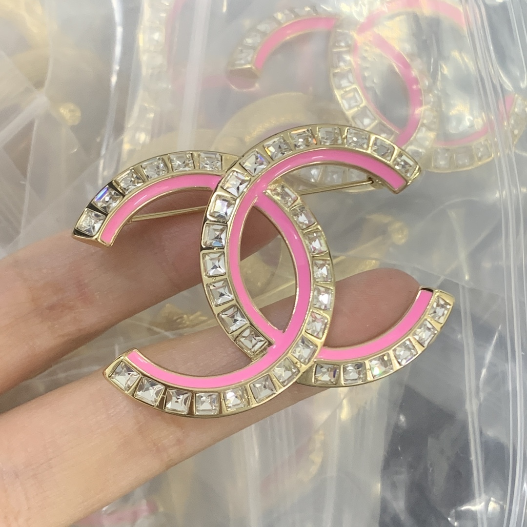 Chanel Pink Logo-Accented Brooch 1153