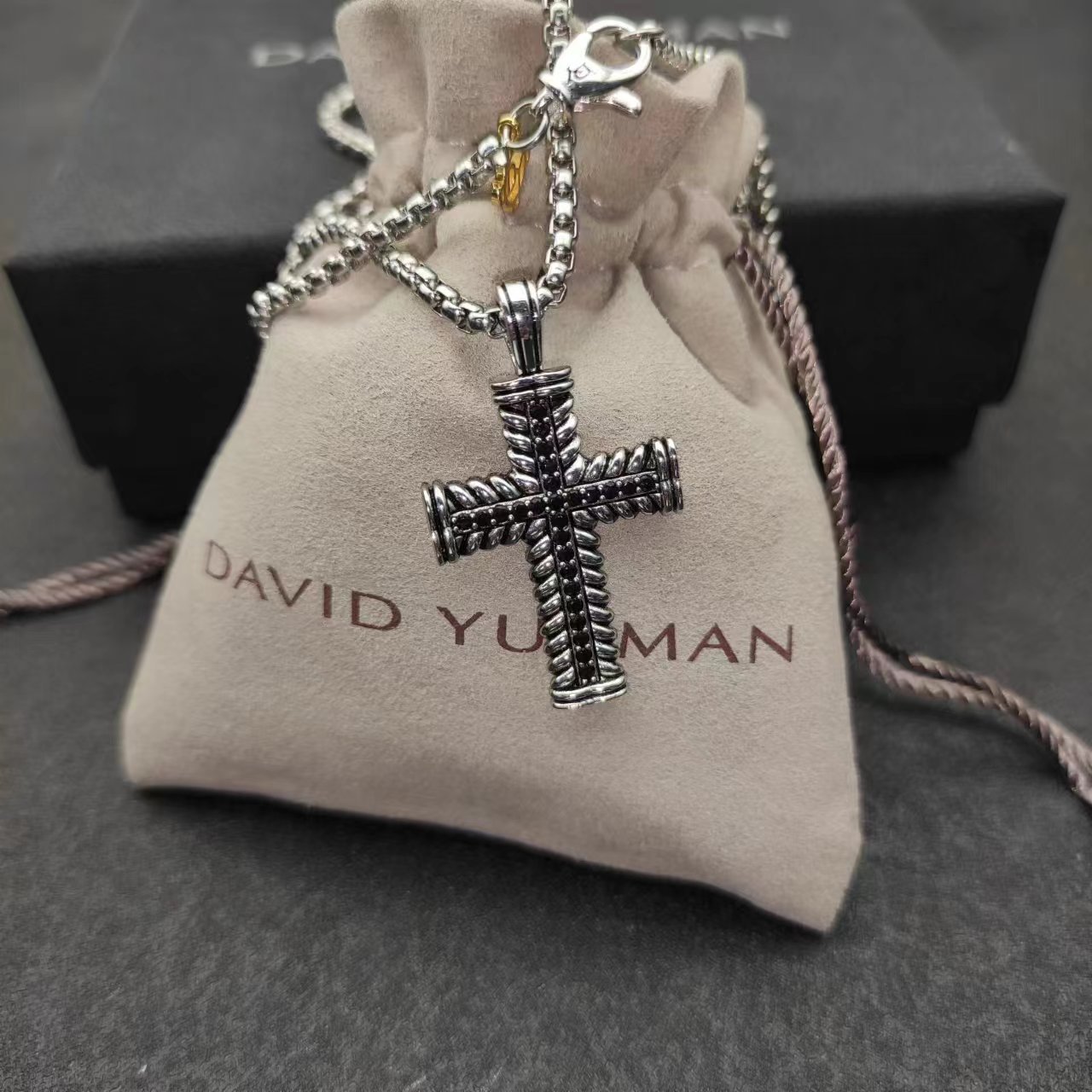 David Yurman Silver Logo-Accented Necklace 156