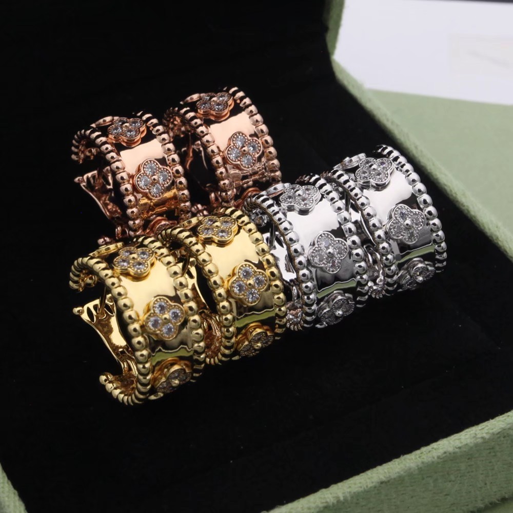 Van Cleef Gold Textured Earrings 048