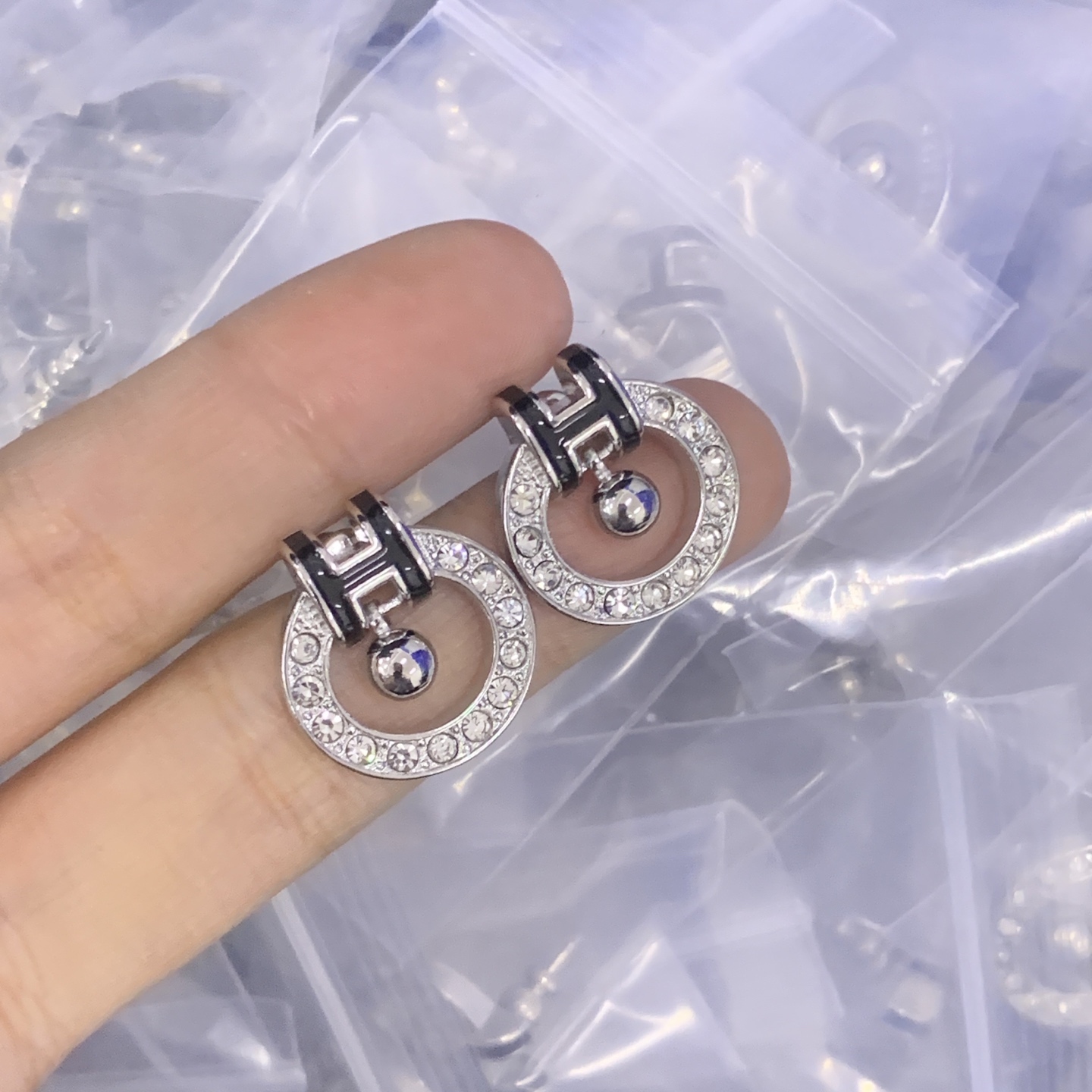 Hermes h Silver Vintage-Inspired Earrings 159