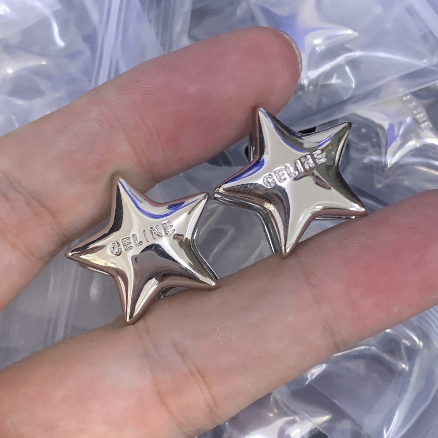 Celine Silver Logo-Accented Earrings 027