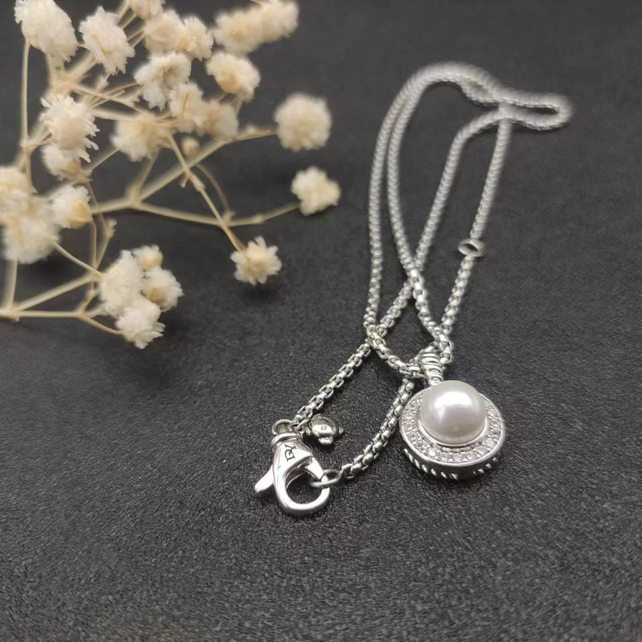 David Yurman Silver Logo-Accented Necklace 133