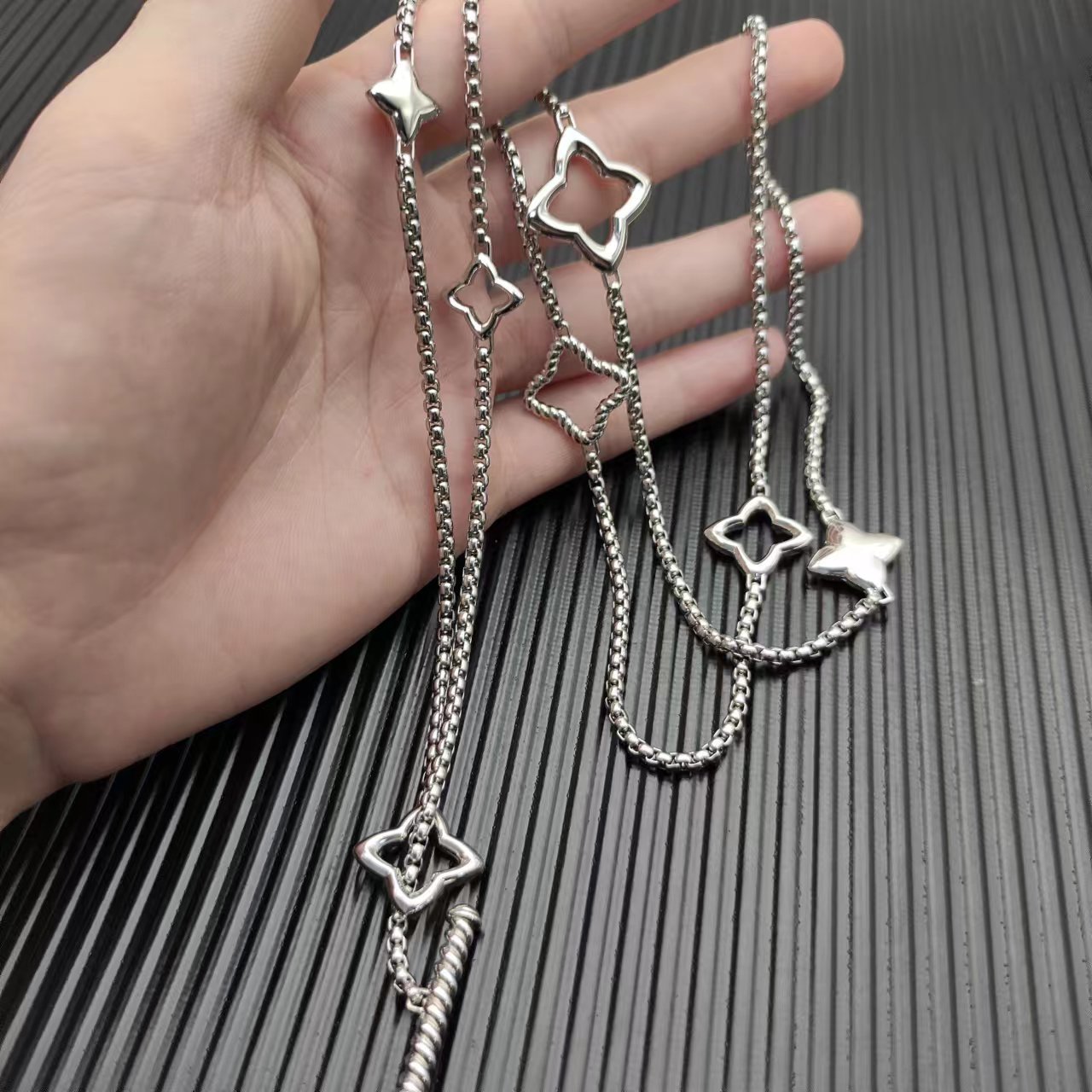 David Yurman Silver Textured Necklace 172