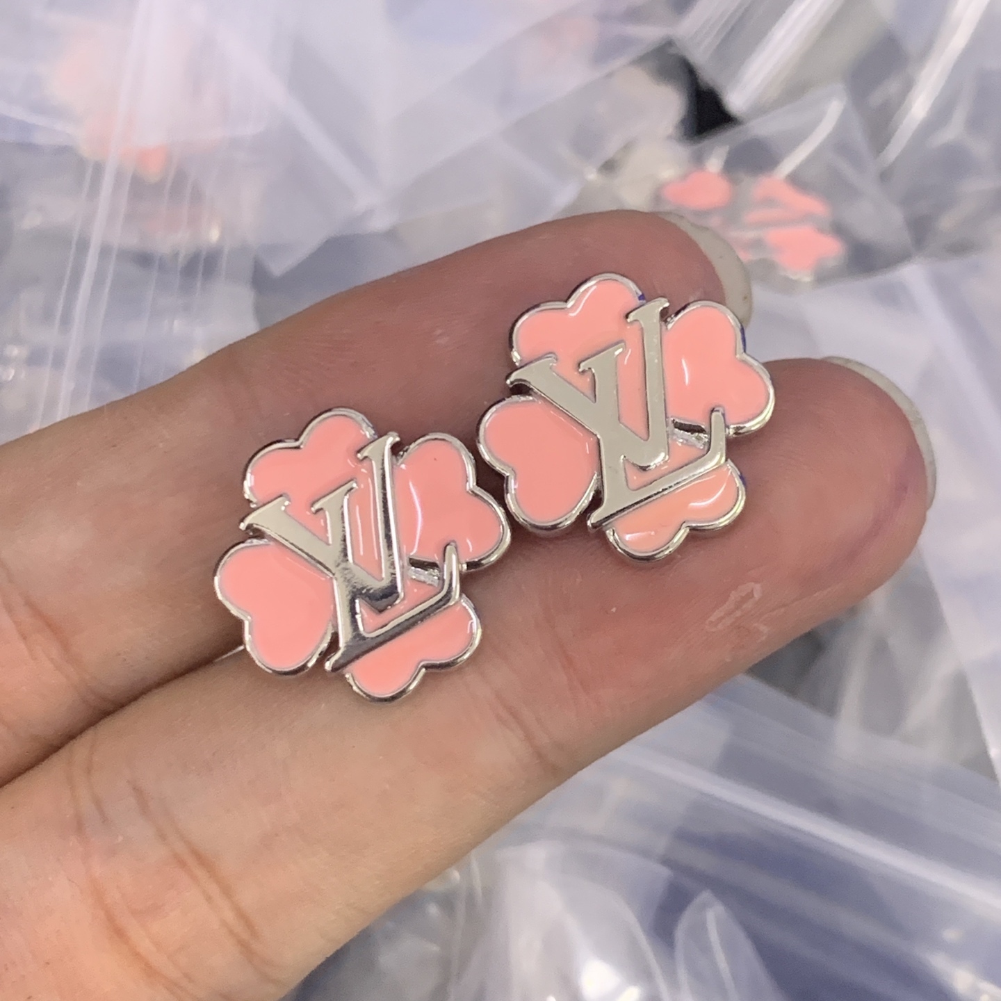 LV Rose Gold Logo-Accented Earrings 941