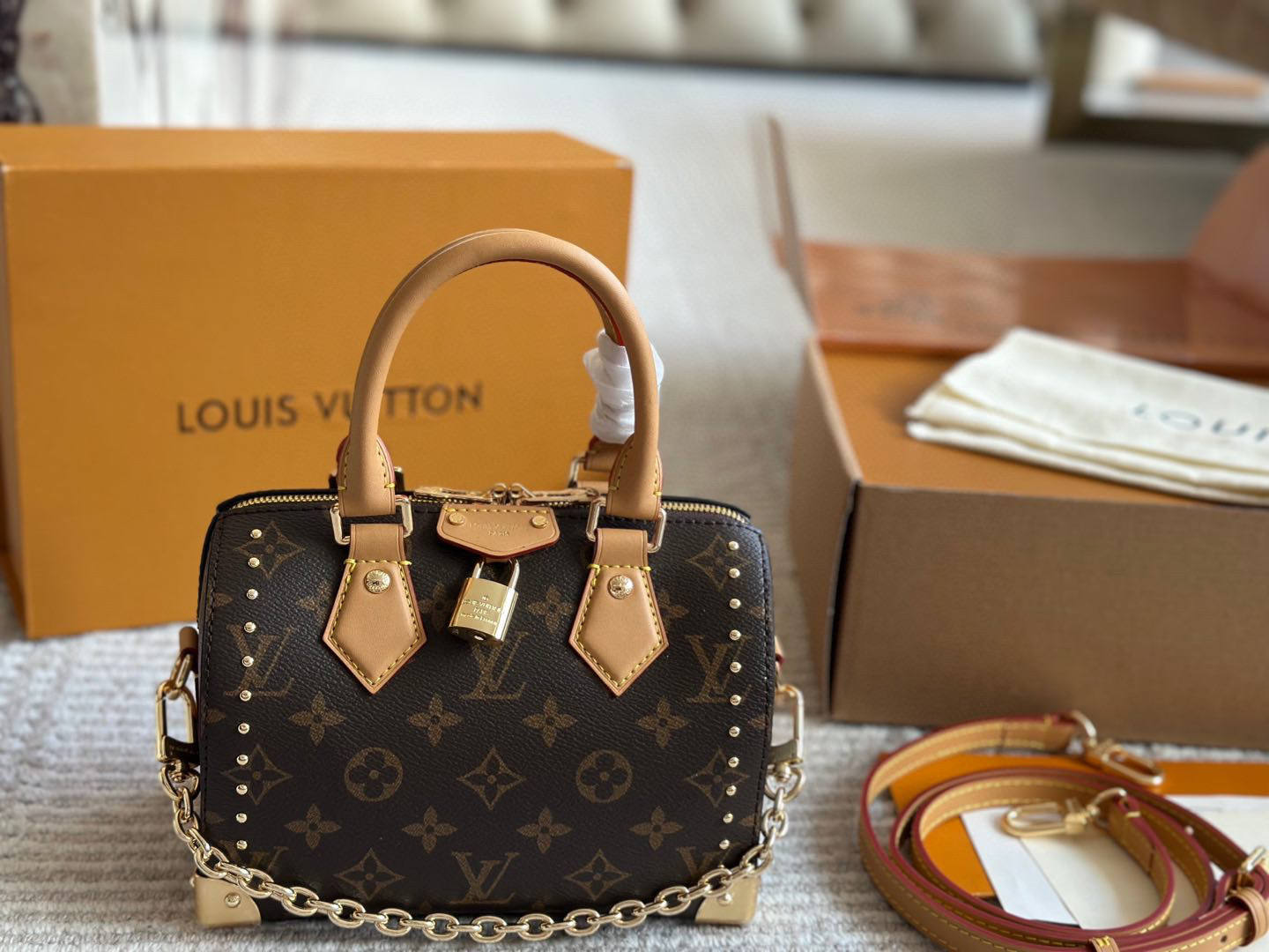 LV Rose Gold Quilted Bag 1582