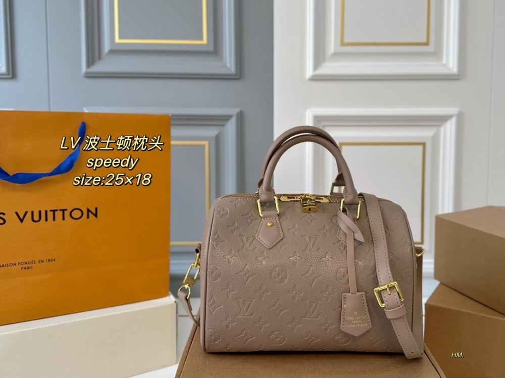 LV Bag Speedy leather Gold Logo-Accented Bag 25cm