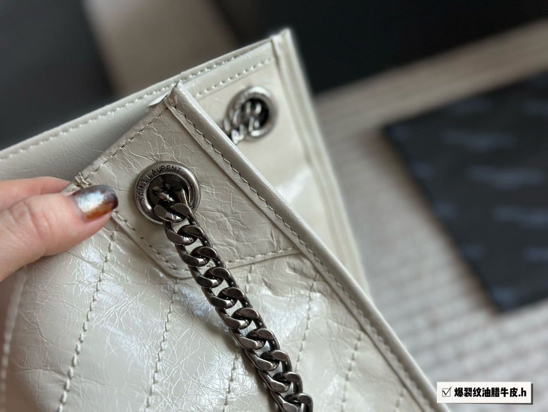 YSL Beige Logo-Accented Bag 155