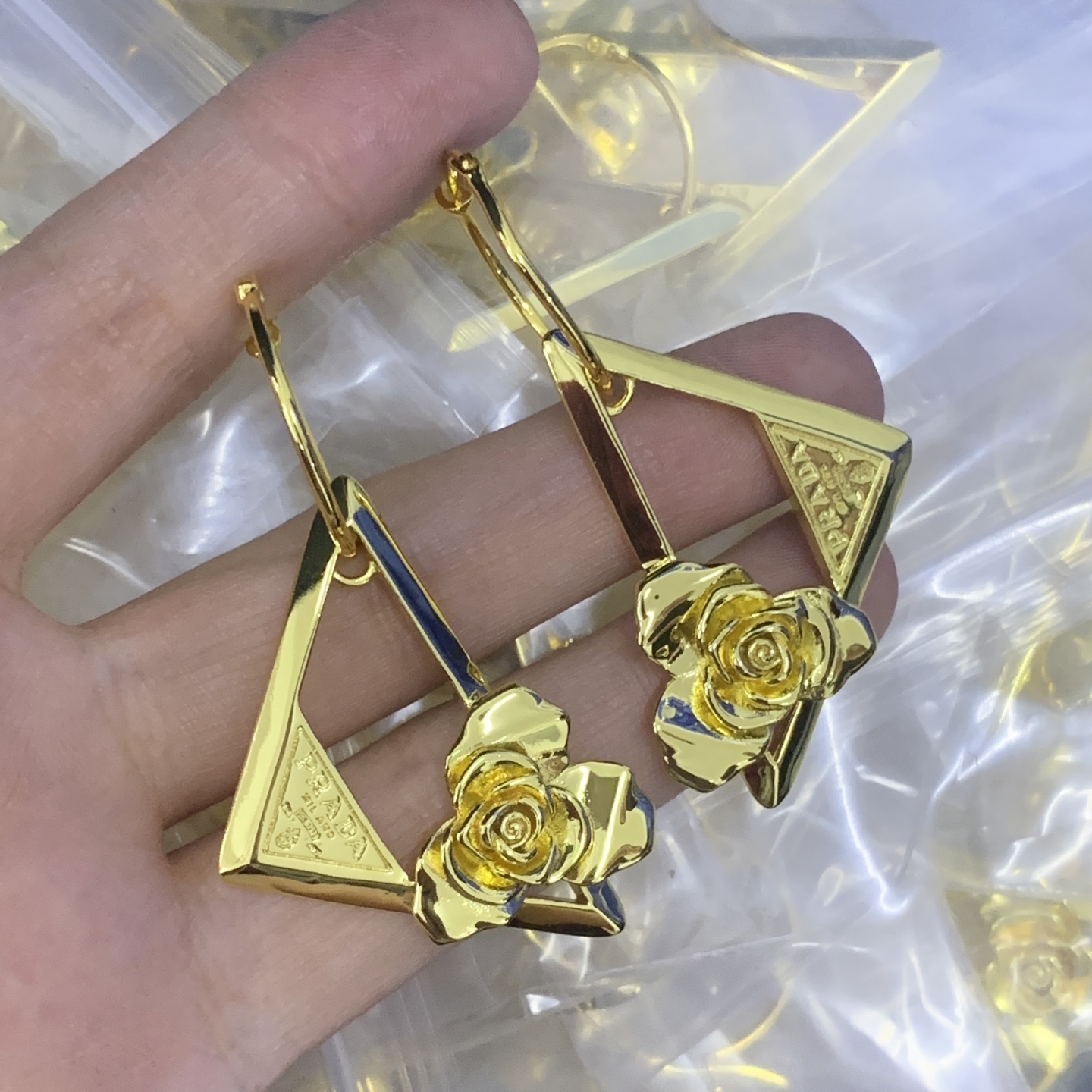 Prada Gold Geometric Earrings 181