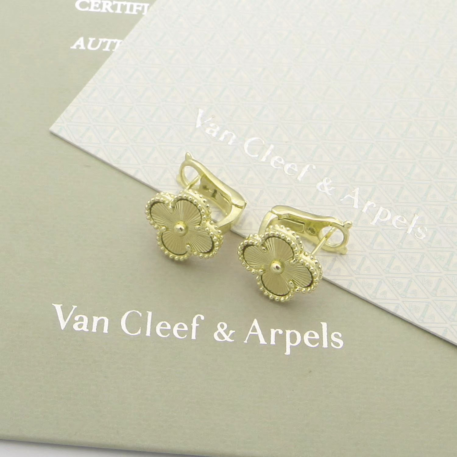 Van Cleef Rose Gold Logo-Accented Earrings 018