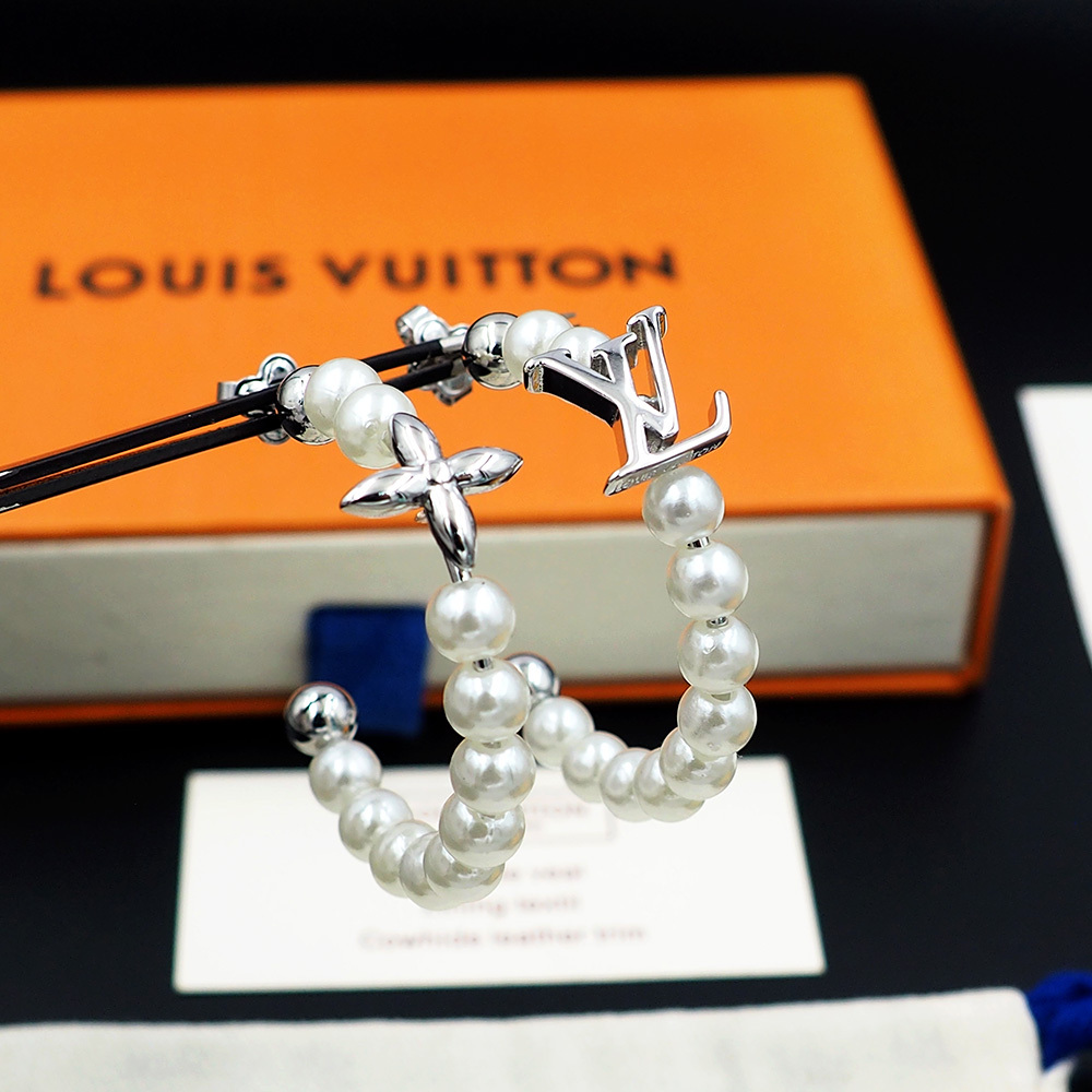 LV Silver Logo-Accented Earrings 301