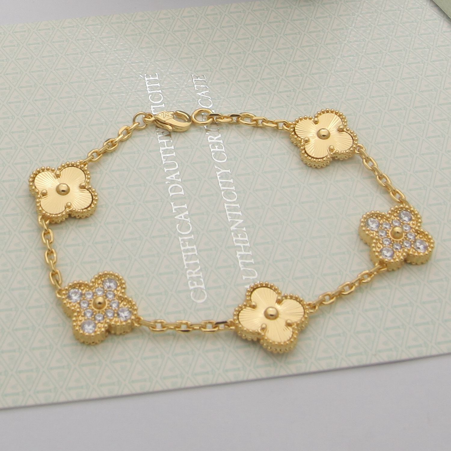 Van Cleef Rose Gold Logo-Accented Bracelet 046