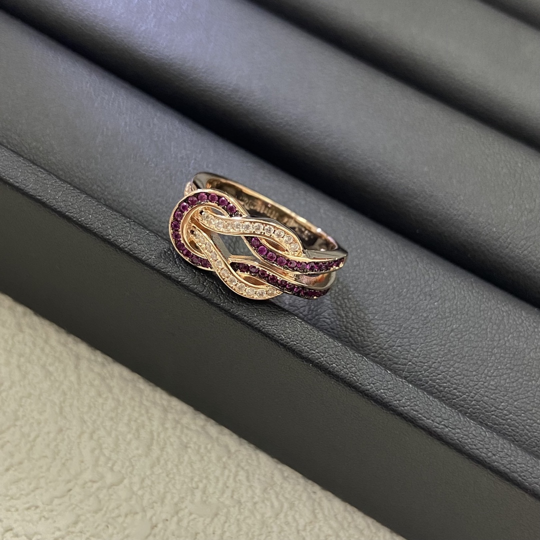 FRED Rose Gold Logo-Accented Ring 014