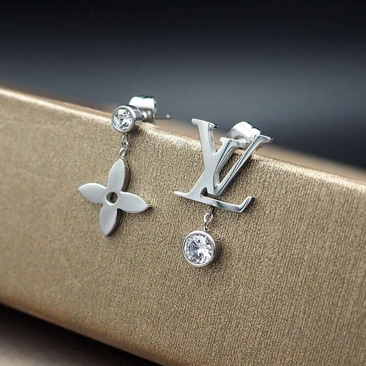 LV Silver Logo-Accented Earrings 047