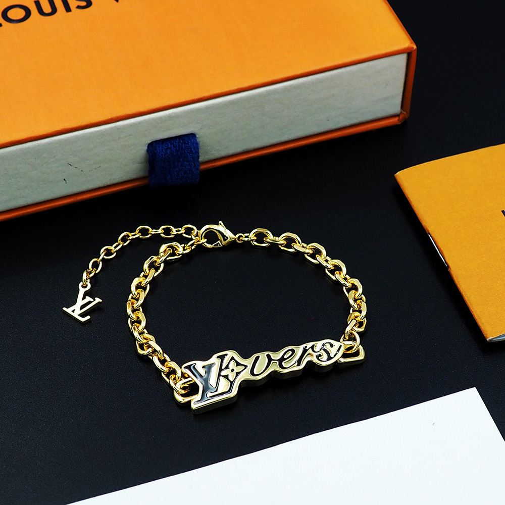 LV Gold Logo-Accented Bracelet 164