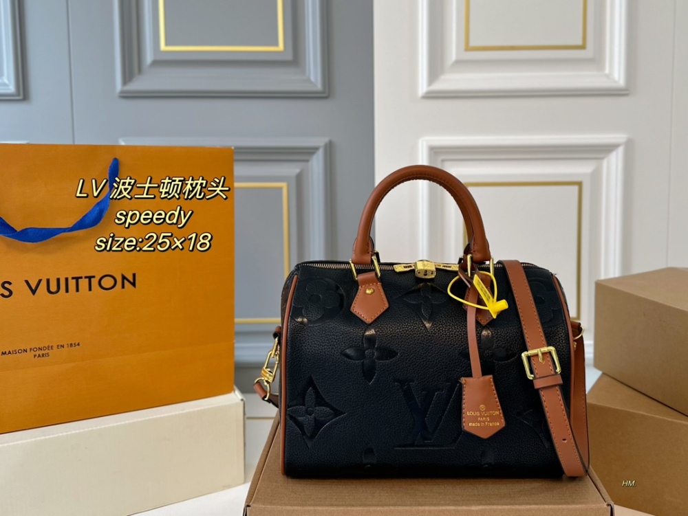 LV Bag Speedy leather Gold Logo-Accented Bag 25cm