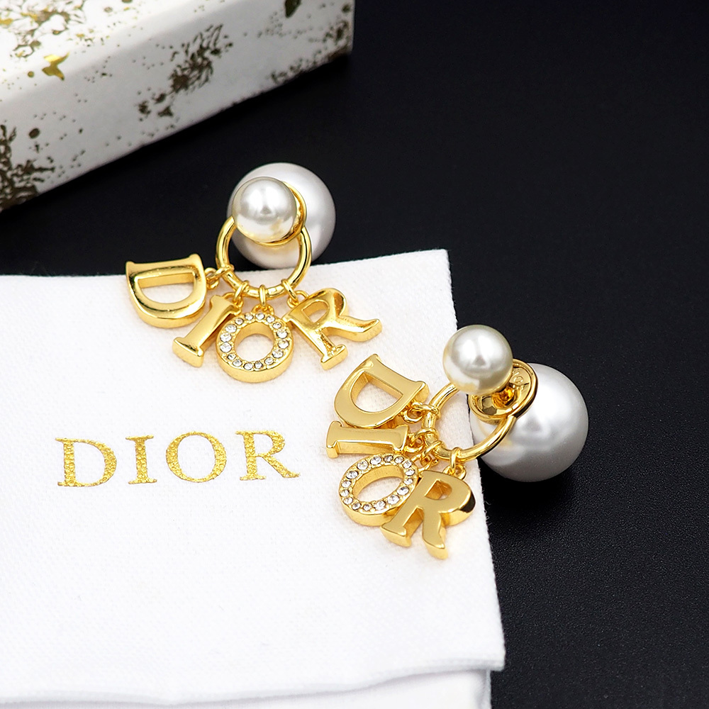 Dior Rose Gold Logo-Accented Earrings 030