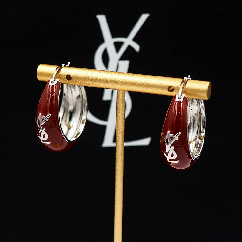 YSL Silver Logo-Accented Earrings 001