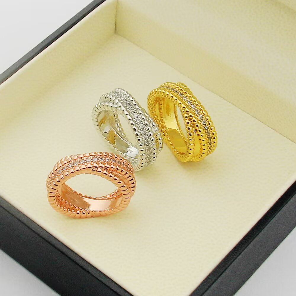 Van Cleef Rose Gold Logo-Accented Ring 016
