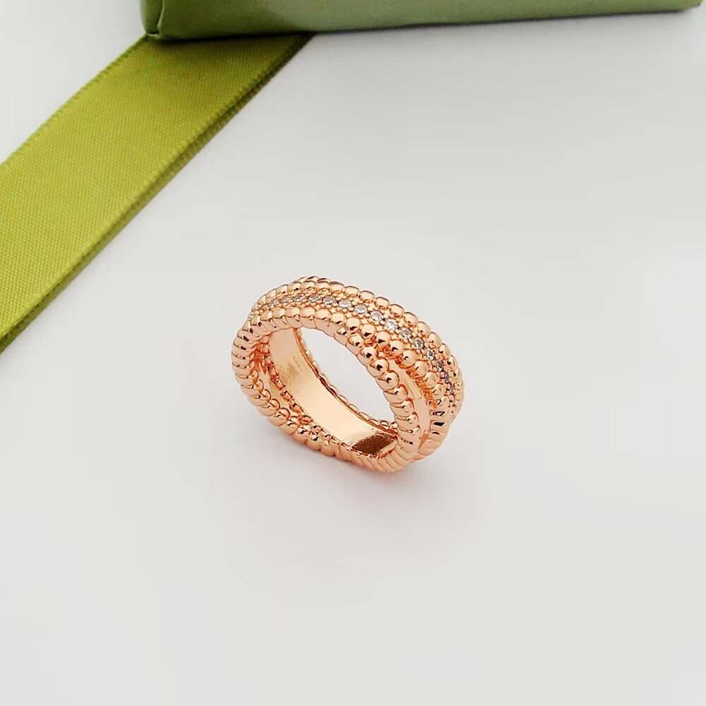 Van Cleef Rose Gold Logo-Accented Ring 016