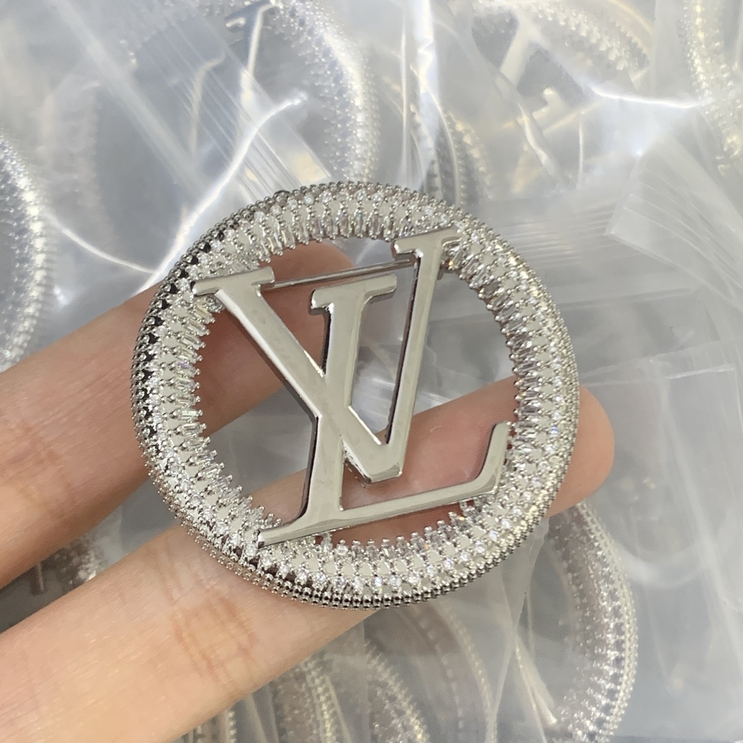 LV Silver Logo-Accented Brooch 1191