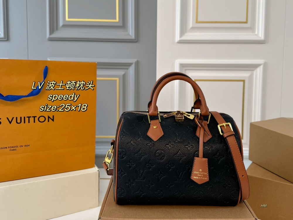 LV Bag Speedy leather Gold Logo-Accented Bag 25cm