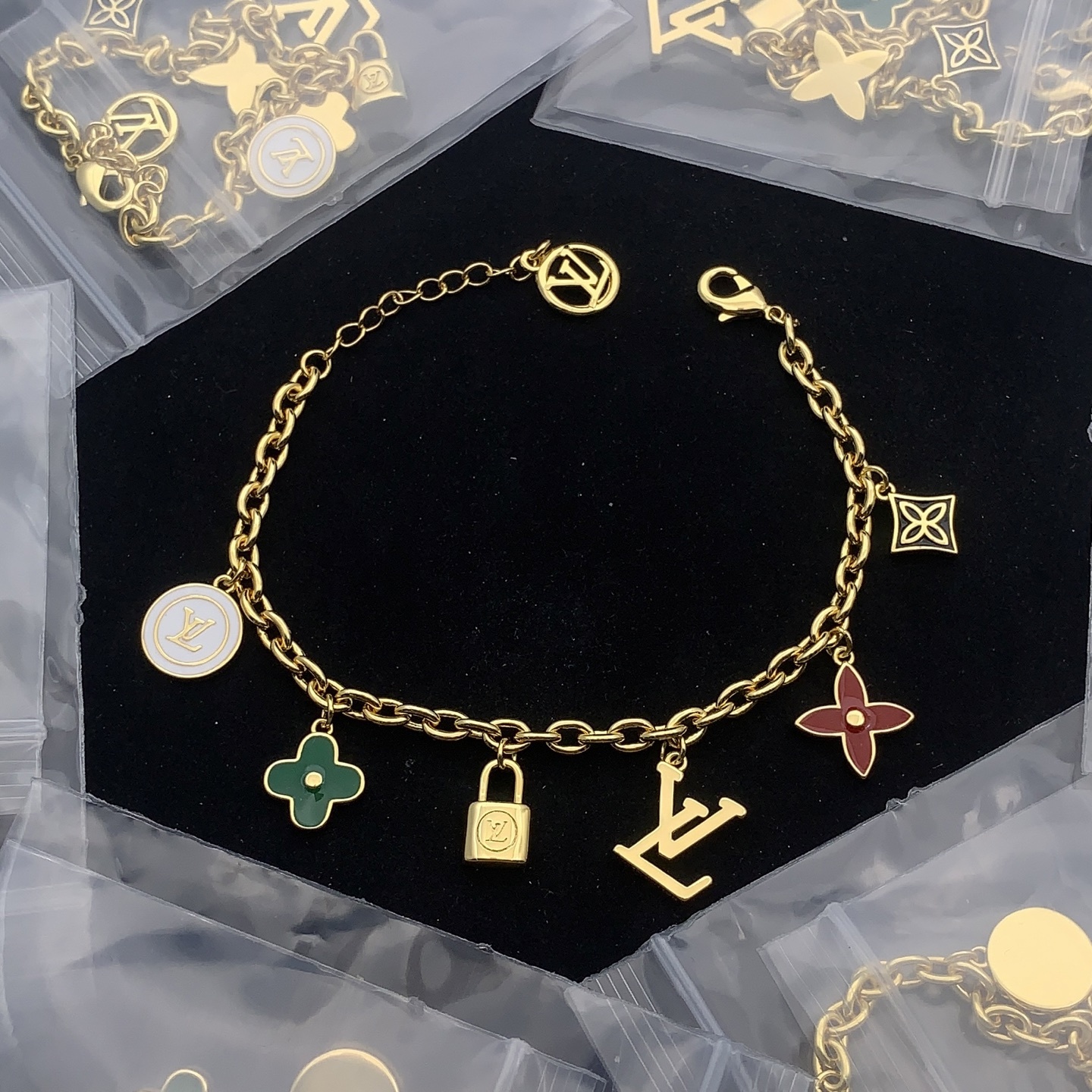 LV Gold Logo-Accented Bracelet 798