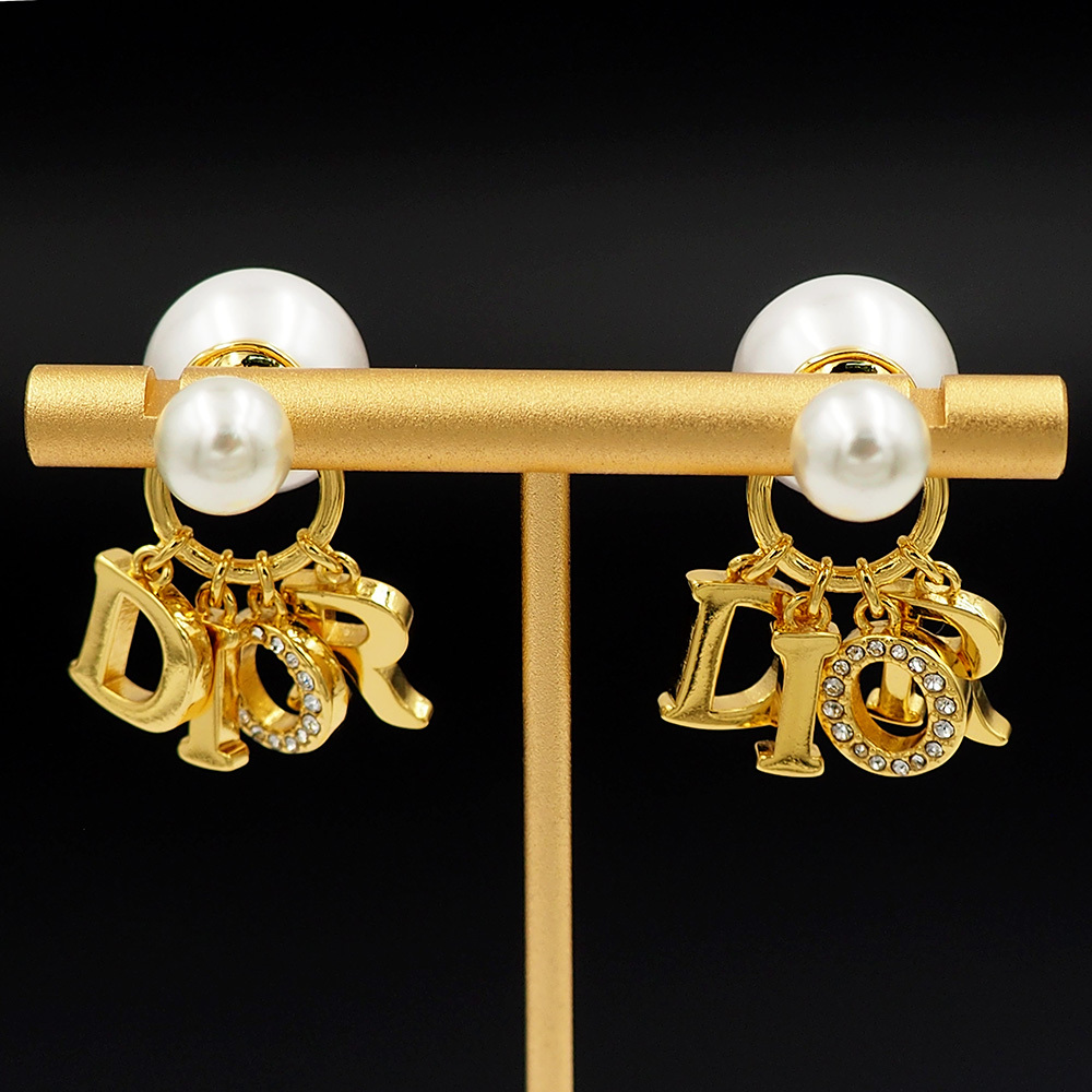Dior Rose Gold Logo-Accented Earrings 030