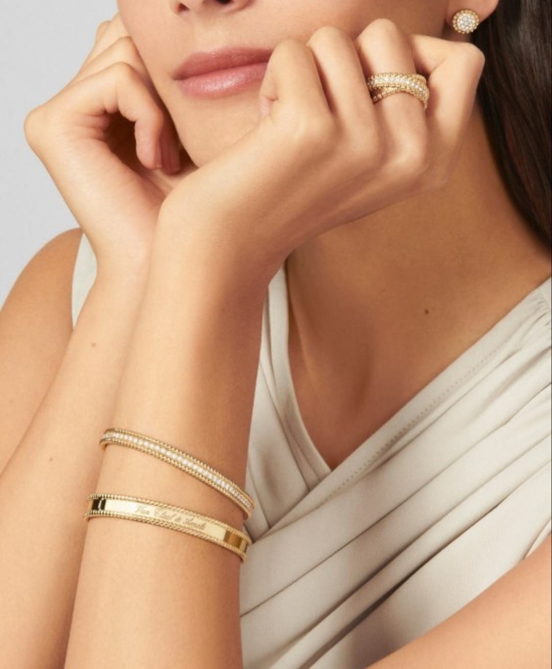 Van Cleef Rose Gold Logo-Accented Ring 016