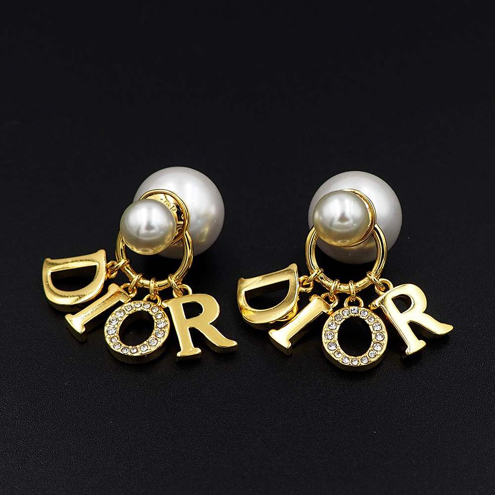 Dior Rose Gold Logo-Accented Earrings 030