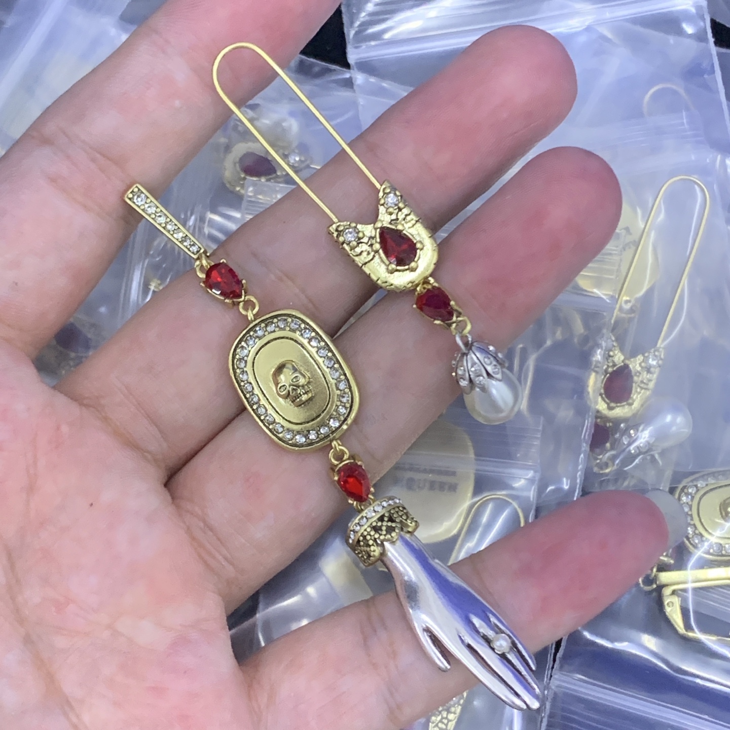 Alexander McQueen Rose Gold Vintage-Inspired Earrings 019